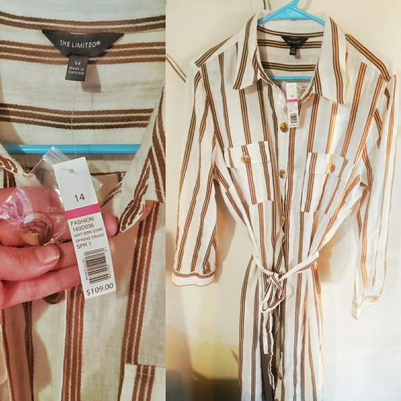 NWT The Limited Long Sleeve Linen Shirt Dress - Picture 2 of 2